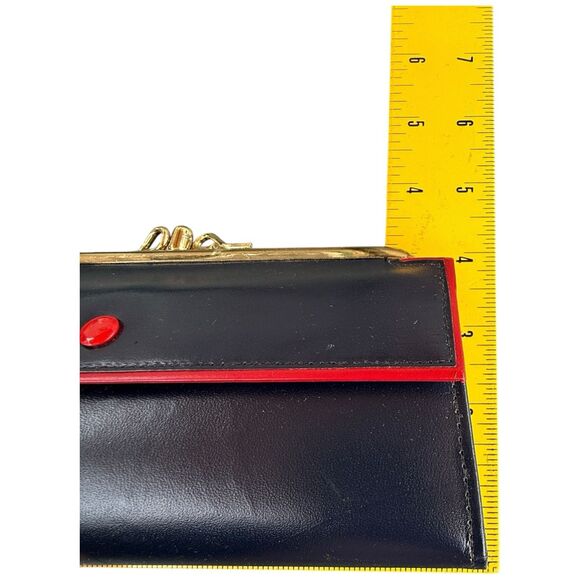 Vtg Leather Wallet Coin Purse Navy Blue Red Trim NOS 60s 70s Belle Brummel NOS - Picture 12 of 16